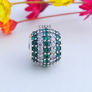Charm cầu tròn sọc xanh lá